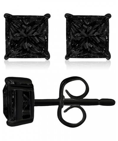 Cubic Zirconia Princess-Cut Solitaire Stud Earrings for Women and Men, Butterfly Push-Back Princess-Cut (8mm) Black $11.75 Ea...