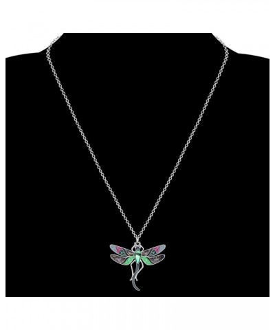 Statement Enamel Rhinestone Dragonfly Necklaces Pendant Original Design Gifts for Women Nature lover Jewelry Grey $8.95 Neckl...