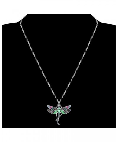 Statement Enamel Rhinestone Dragonfly Necklaces Pendant Original Design Gifts for Women Nature lover Jewelry Grey $8.95 Neckl...