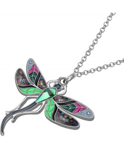 Statement Enamel Rhinestone Dragonfly Necklaces Pendant Original Design Gifts for Women Nature lover Jewelry Grey $8.95 Neckl...