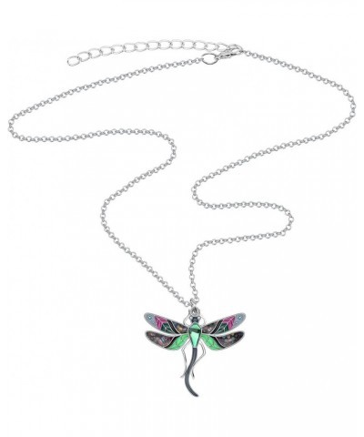 Statement Enamel Rhinestone Dragonfly Necklaces Pendant Original Design Gifts for Women Nature lover Jewelry Grey $8.95 Neckl...