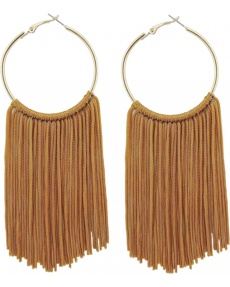 Hoop Statement Tassels Dangle Drop Earrings for Women Amber Gold $11.01 Earrings