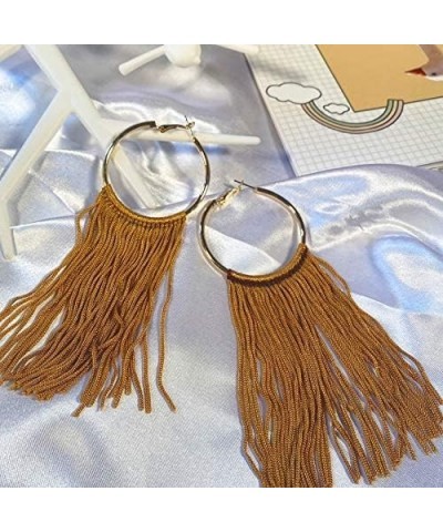 Hoop Statement Tassels Dangle Drop Earrings for Women Amber Gold $11.01 Earrings