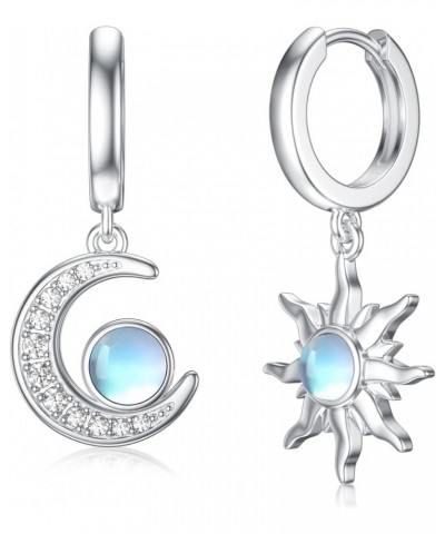 Sun and Moon Dangle Moonstone Earrings 925 Sterling Silver Dangle Huggie Earrings Jewelry for Women Girls Style 1 $20.50 Earr...