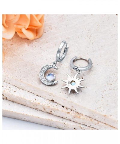 Sun and Moon Dangle Moonstone Earrings 925 Sterling Silver Dangle Huggie Earrings Jewelry for Women Girls Style 1 $20.50 Earr...