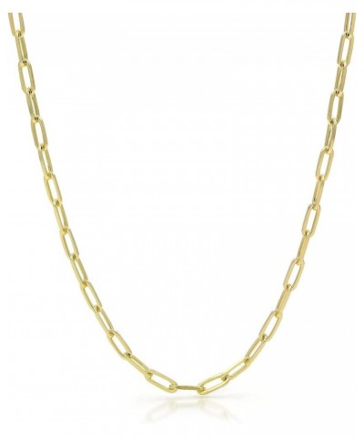 14k Yellow Gold 4mm Paperclip Elongated Rolo Cable Link Chain Pendant Necklace, Womens Jewelry Lobster Clasp 16" 18" 20" 22" ...