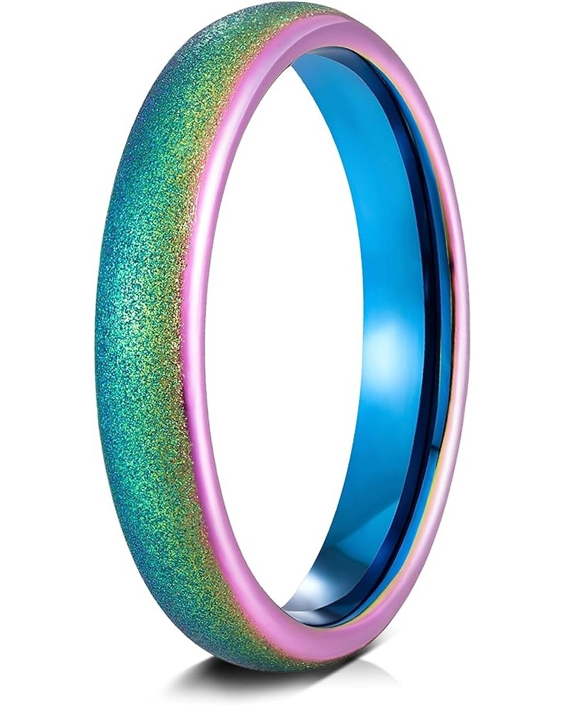 Rainbow Wedding Band for Women - Tungsten Womens Wedding Band | 4mm Rainbow Tungsten Rings For Women | Tungsten Wedding Bands...