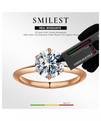 2ct Round Moissanite Engagement Ring for Women, Brilliant D Color VVS1 Clarity Classic Lab Created Diamond Solitaire Ring 18K...