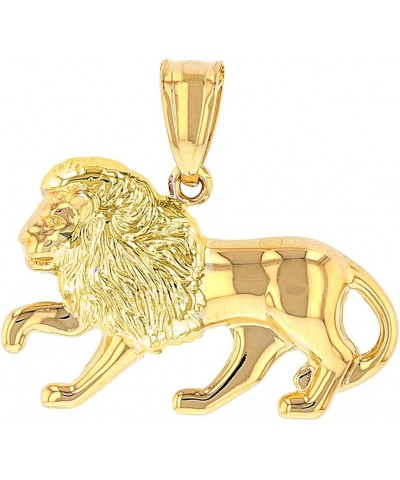 High Polish 14k Yellow Gold 3D Leo Zodiac Sign Charm Lion Animal Pendant With Cable, Curb or Figaro Chain Necklace 24.0 Inche...