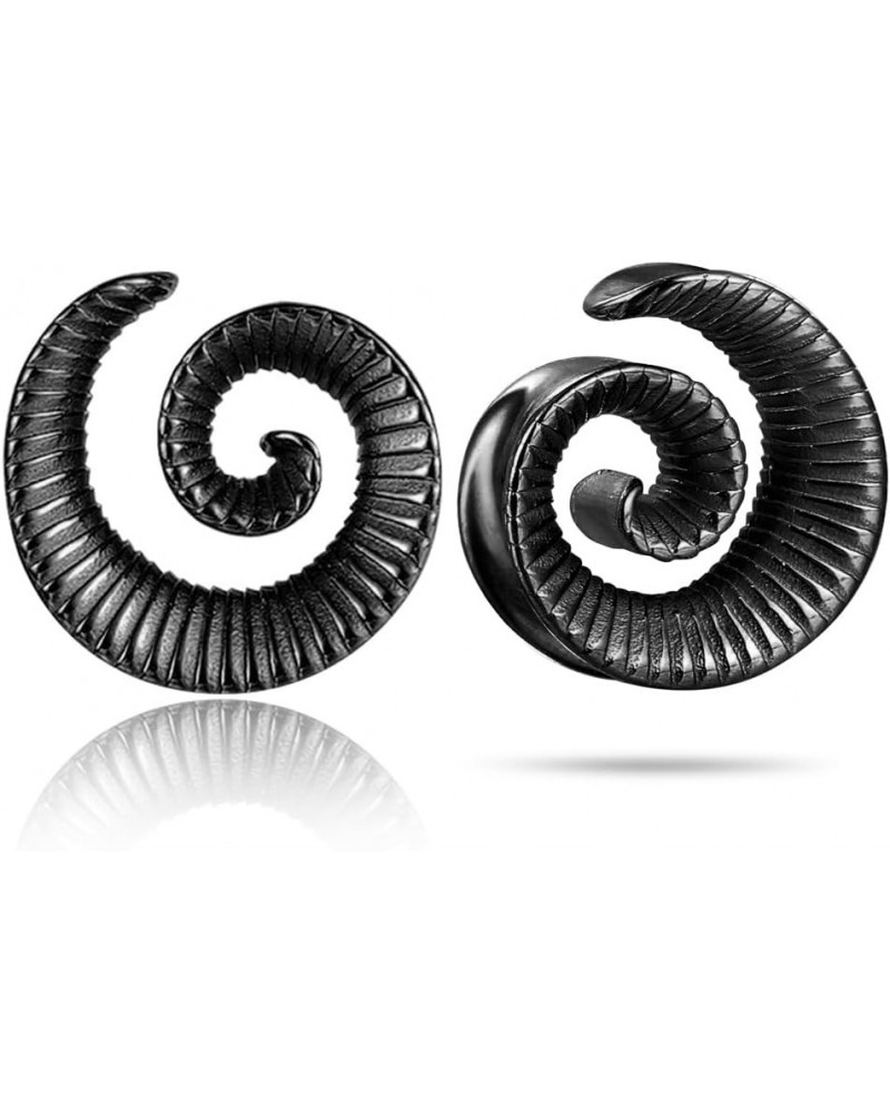 2 PCS Hypoallergenic 316 Stainless Steel 0G-1" Spiral Saddle Ear Tunnels Plugs 316 Stainless Steel Vortex Ear Gauges Hypoalle...