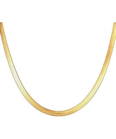 Jewelry 18k Real Gold Plated Herringbone Chain Stainless Steel Necklace for Men Women 16 Inches 24 Inches golden Herringbone ...