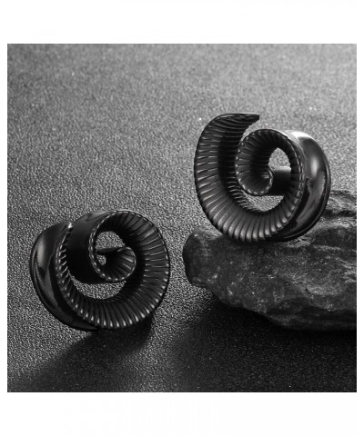 2 PCS Hypoallergenic 316 Stainless Steel 0G-1" Spiral Saddle Ear Tunnels Plugs 316 Stainless Steel Vortex Ear Gauges Hypoalle...