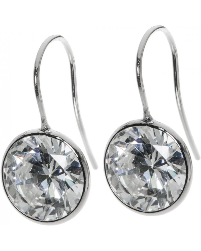 2 pcs Rhodium On .925 Sterling Silver Round Clear Cz Crystal French Hook Earwire Earring $12.68 Earrings