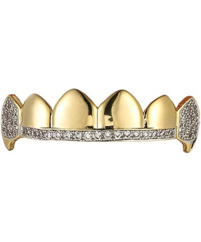 14K Gold Plated Iced Out CZ Top and Bottom Vampire Fangs Grillz for Your Teeth Hip Hop top only $8.54 Body Jewelry