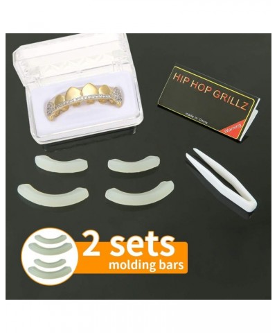 14K Gold Plated Iced Out CZ Top and Bottom Vampire Fangs Grillz for Your Teeth Hip Hop top only $8.54 Body Jewelry