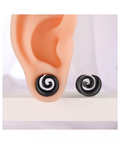 2 PCS Hypoallergenic 316 Stainless Steel 0G-1" Spiral Saddle Ear Tunnels Plugs 316 Stainless Steel Vortex Ear Gauges Hypoalle...