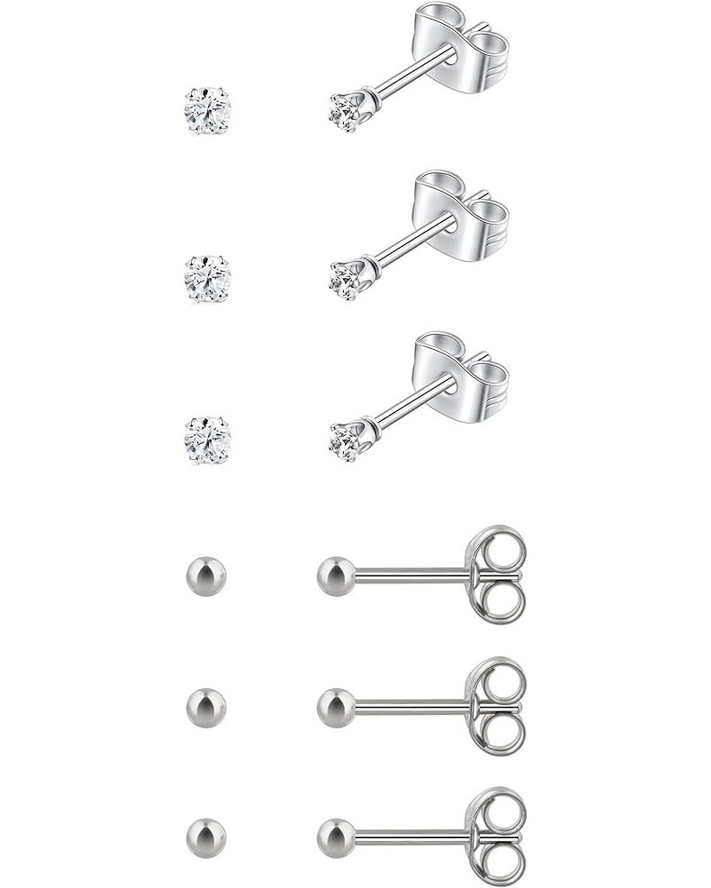 6Pairs 2mm/3mm Surgical Steel Hypoallergenic Piercing Studs, 20G 14K Real Gold Filled Tiny Stud Earrings Set for Multiple Hol...