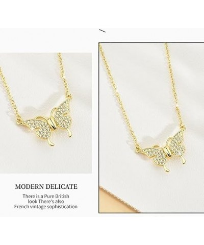 Magnetic Butterfly Patchwork Necklace,Metal Butterfly Crystal Pendant Necklace for Women 2Pcs-C $12.19 Necklaces