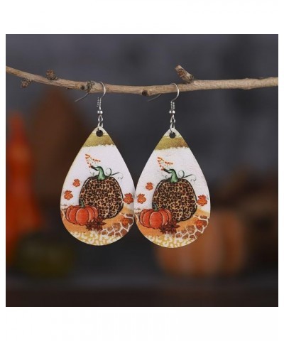 Thanksgiving Fall Faux Leather Earrings for Women and Girls Pumpkin Dangle Teardrop Earrings Fun Autumn Holiday Decorations O...