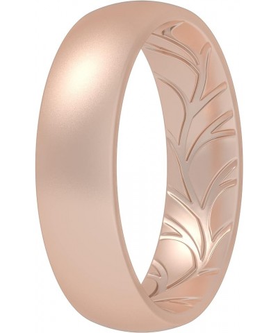 Women Silicone Wedding Bands, Breathable Leaf Cross Pattern Wedding Rings - 55mm Wide Rose Gold A 10.5 - 11 (20.6mm) $8.25 Br...