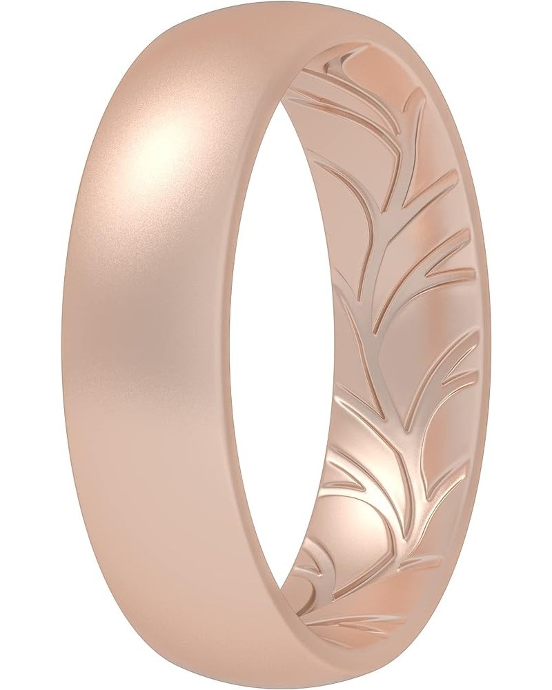 Women Silicone Wedding Bands, Breathable Leaf Cross Pattern Wedding Rings - 55mm Wide Rose Gold A 10.5 - 11 (20.6mm) $8.25 Br...