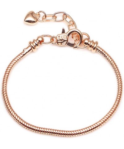 Charm Bead Bracelet Women Original Rose Gold Charm Heart Bracelet Bracelet Snake Chain DIY Jewelry 17CM 3 rose gold $3.03 Bra...