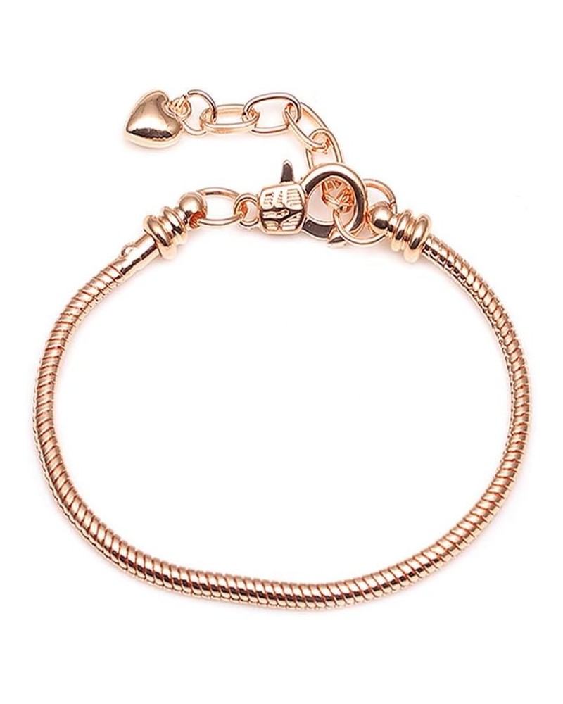 Charm Bead Bracelet Women Original Rose Gold Charm Heart Bracelet Bracelet Snake Chain DIY Jewelry 17CM 3 rose gold $3.03 Bra...