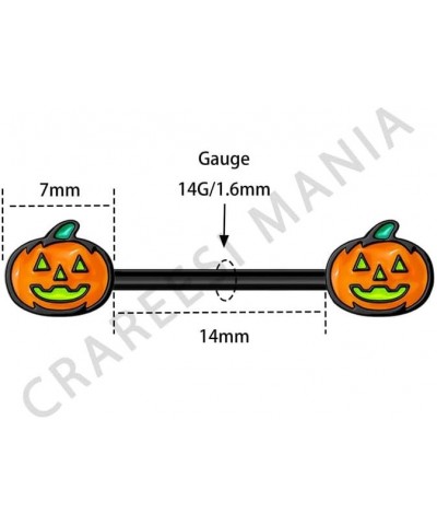 Pumpkin Nipple Rings 14G Nipple Piercing Jewelry for Halloween Black Nipple Ring 316L Stainless Steel Nipple Piercings for Wo...