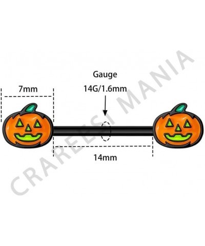 Pumpkin Nipple Rings 14G Nipple Piercing Jewelry for Halloween Black Nipple Ring 316L Stainless Steel Nipple Piercings for Wo...