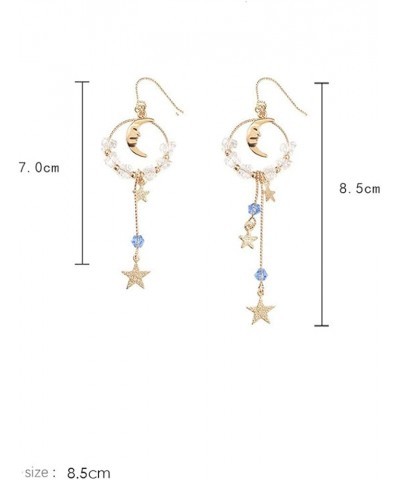 Asymmetrical Star Moon Tassel Drop Dangle Earrings for Women Teen Girls Dainty Long Lucky Star Crescent Planet Chain Tassel E...