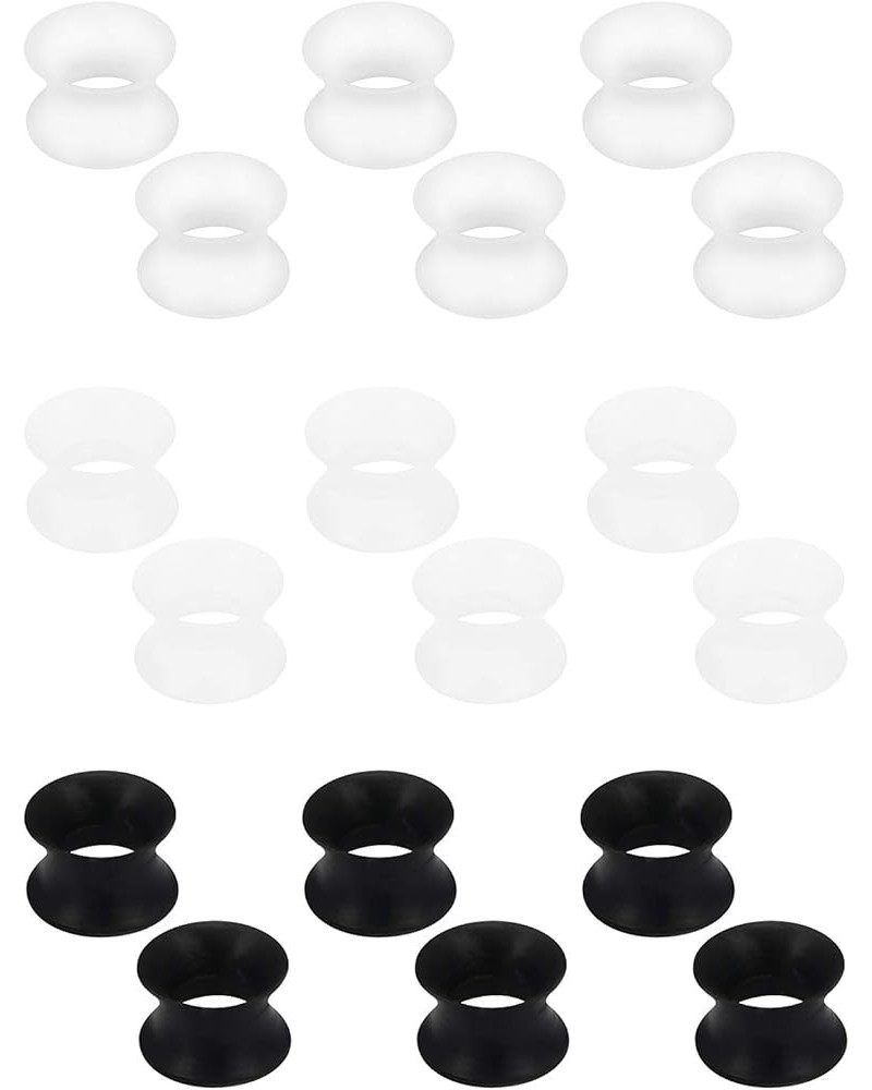 9 Pairs Ultra Thin Silicone Tunnels Ear Gauges Silicone Ear Skin Flexible Flesh Tunnel Expander Stretcher Gauge Earlets Plug ...