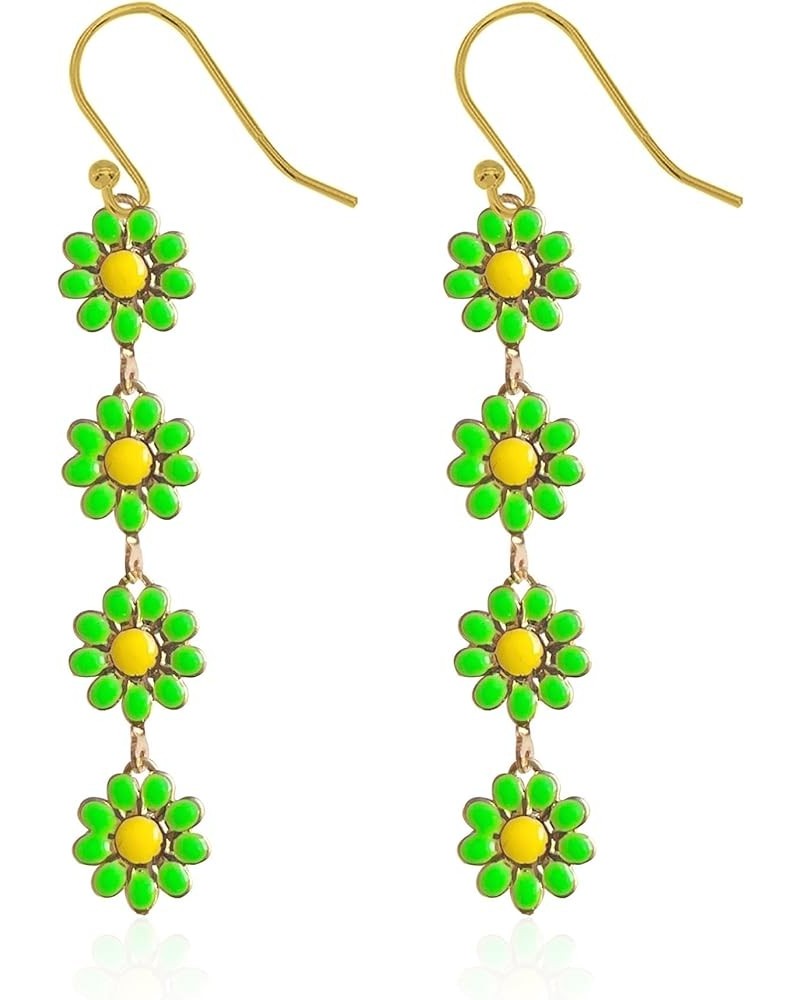 60 70s Daisy Flower Dangle Drop Earrings for Women Girl Sun Flower Enamel Dainty Elegant Colorful Summer Holiday Colorful Jew...