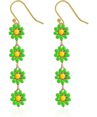 60 70s Daisy Flower Dangle Drop Earrings for Women Girl Sun Flower Enamel Dainty Elegant Colorful Summer Holiday Colorful Jew...