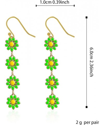 60 70s Daisy Flower Dangle Drop Earrings for Women Girl Sun Flower Enamel Dainty Elegant Colorful Summer Holiday Colorful Jew...