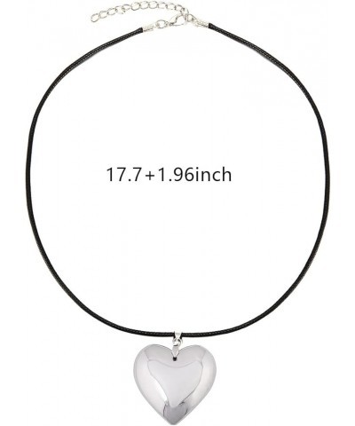 Chunky Puffy Heart Choker Necklace - Big Heart Pendant for Women and Girls Style 2 acrylic $6.35 Necklaces