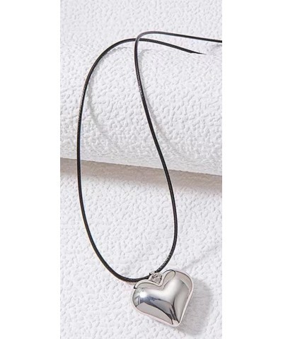 Chunky Puffy Heart Choker Necklace - Big Heart Pendant for Women and Girls Style 2 acrylic $6.35 Necklaces