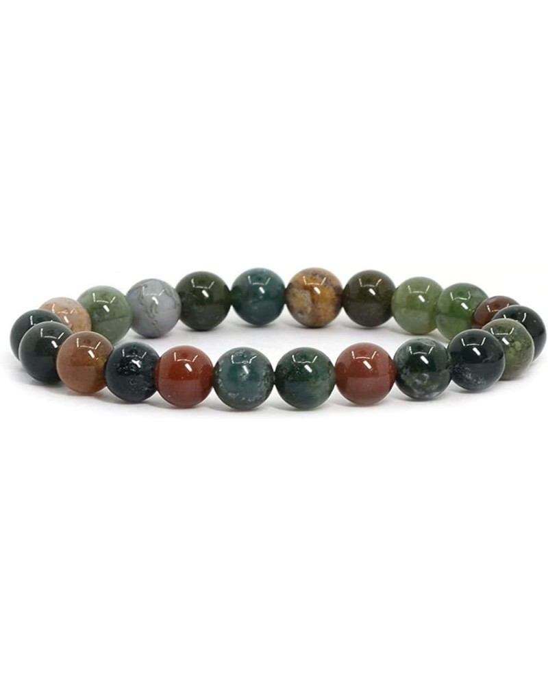 Gem Semi Precious Gemstone 8mm Round Beads Stretch Bracelet 7 Inch Unisex Indian Agate $7.69 Bracelets