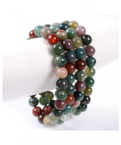 Gem Semi Precious Gemstone 8mm Round Beads Stretch Bracelet 7 Inch Unisex Indian Agate $7.69 Bracelets