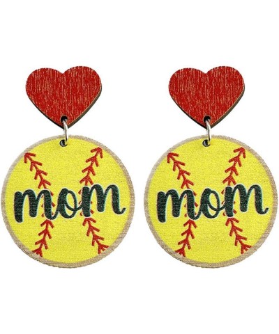 Mother's Day MAMA MOM Letter Wooden Dangle Earrings Dainty Baseball Print Sports Lover Earrings for Women Girls Jewelry C $5....