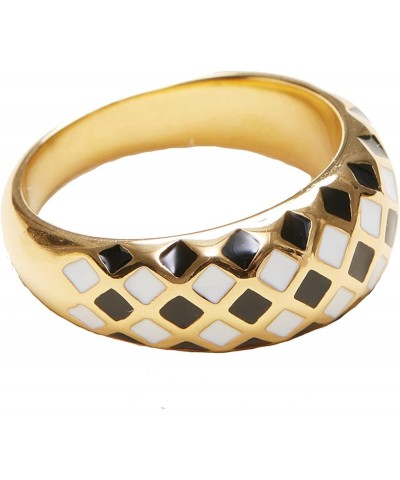 18K Gold Plated Titanium Checker Dome Ring. Vintage Styled Women Checkered Ring, Stackable Ring 7 $21.00 Rings