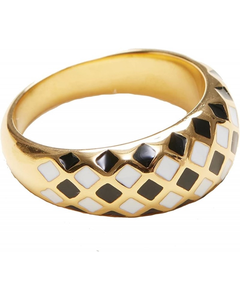 18K Gold Plated Titanium Checker Dome Ring. Vintage Styled Women Checkered Ring, Stackable Ring 7 $21.00 Rings