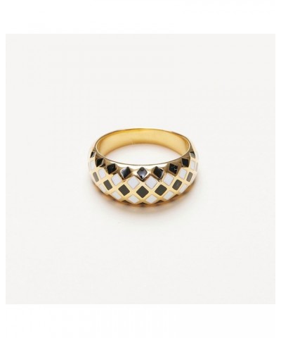 18K Gold Plated Titanium Checker Dome Ring. Vintage Styled Women Checkered Ring, Stackable Ring 7 $21.00 Rings