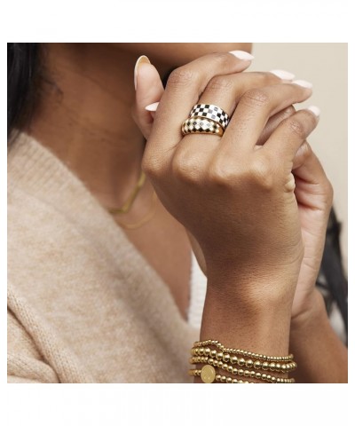 18K Gold Plated Titanium Checker Dome Ring. Vintage Styled Women Checkered Ring, Stackable Ring 7 $21.00 Rings