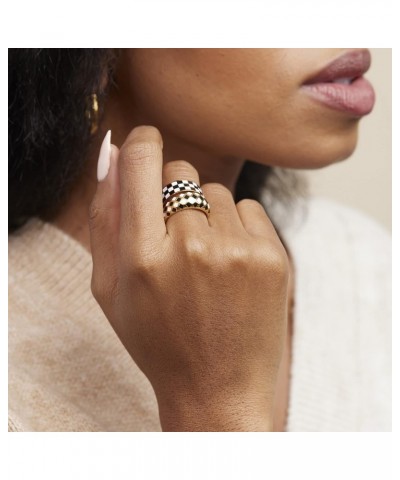 18K Gold Plated Titanium Checker Dome Ring. Vintage Styled Women Checkered Ring, Stackable Ring 7 $21.00 Rings