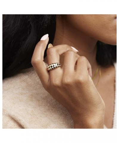 18K Gold Plated Titanium Checker Dome Ring. Vintage Styled Women Checkered Ring, Stackable Ring 7 $21.00 Rings