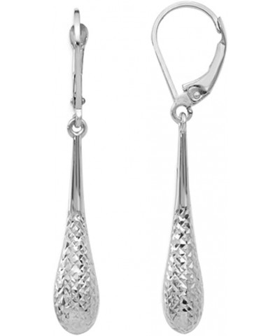 925 Sterling Silver Leverback Earrings Lightweight Teardrop Lever-Back Drop Dangle Earring for Women Diamond-Cut TearDrop $15...