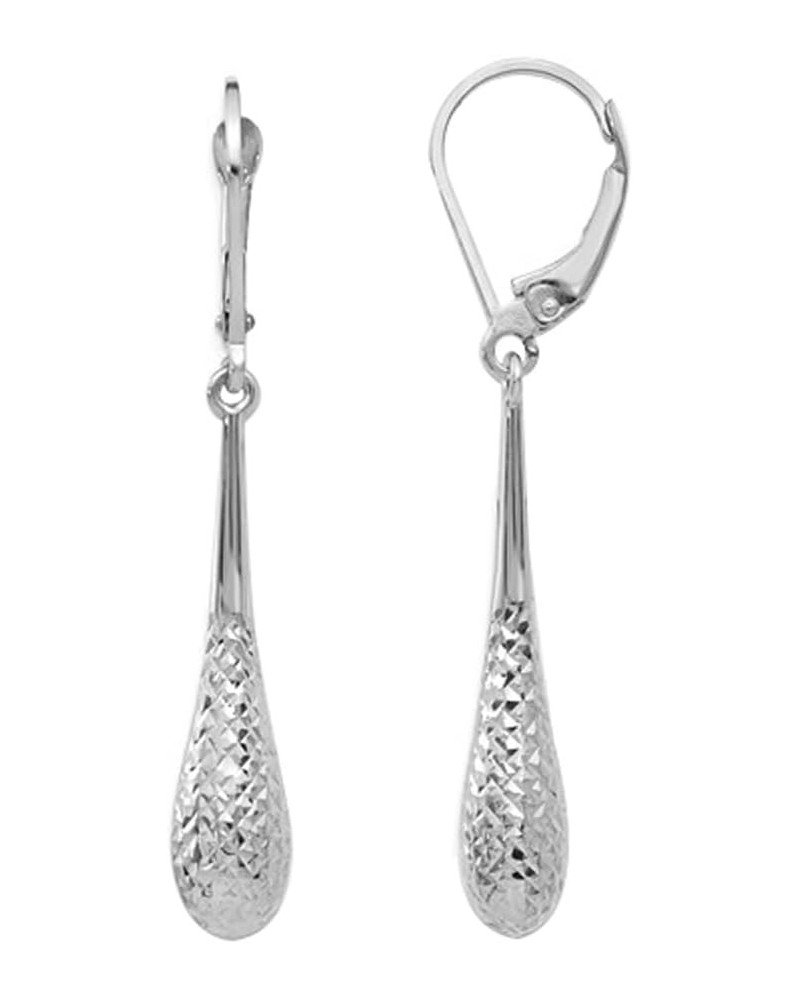 925 Sterling Silver Leverback Earrings Lightweight Teardrop Lever-Back Drop Dangle Earring for Women Diamond-Cut TearDrop $15...