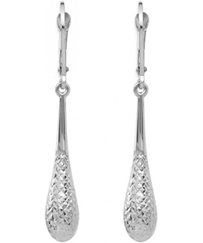 925 Sterling Silver Leverback Earrings Lightweight Teardrop Lever-Back Drop Dangle Earring for Women Diamond-Cut TearDrop $15...