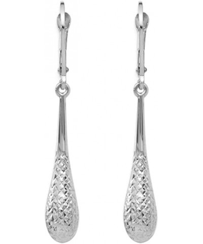 925 Sterling Silver Leverback Earrings Lightweight Teardrop Lever-Back Drop Dangle Earring for Women Diamond-Cut TearDrop $15...