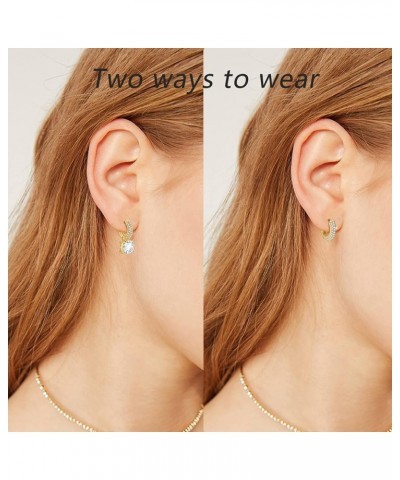 Austrian Crystal Cube Drop Earrings for Women 14K Gold Plated Dangle Hoop Earrings for Teens Girls Two Ways Gold $7.50 Earrings